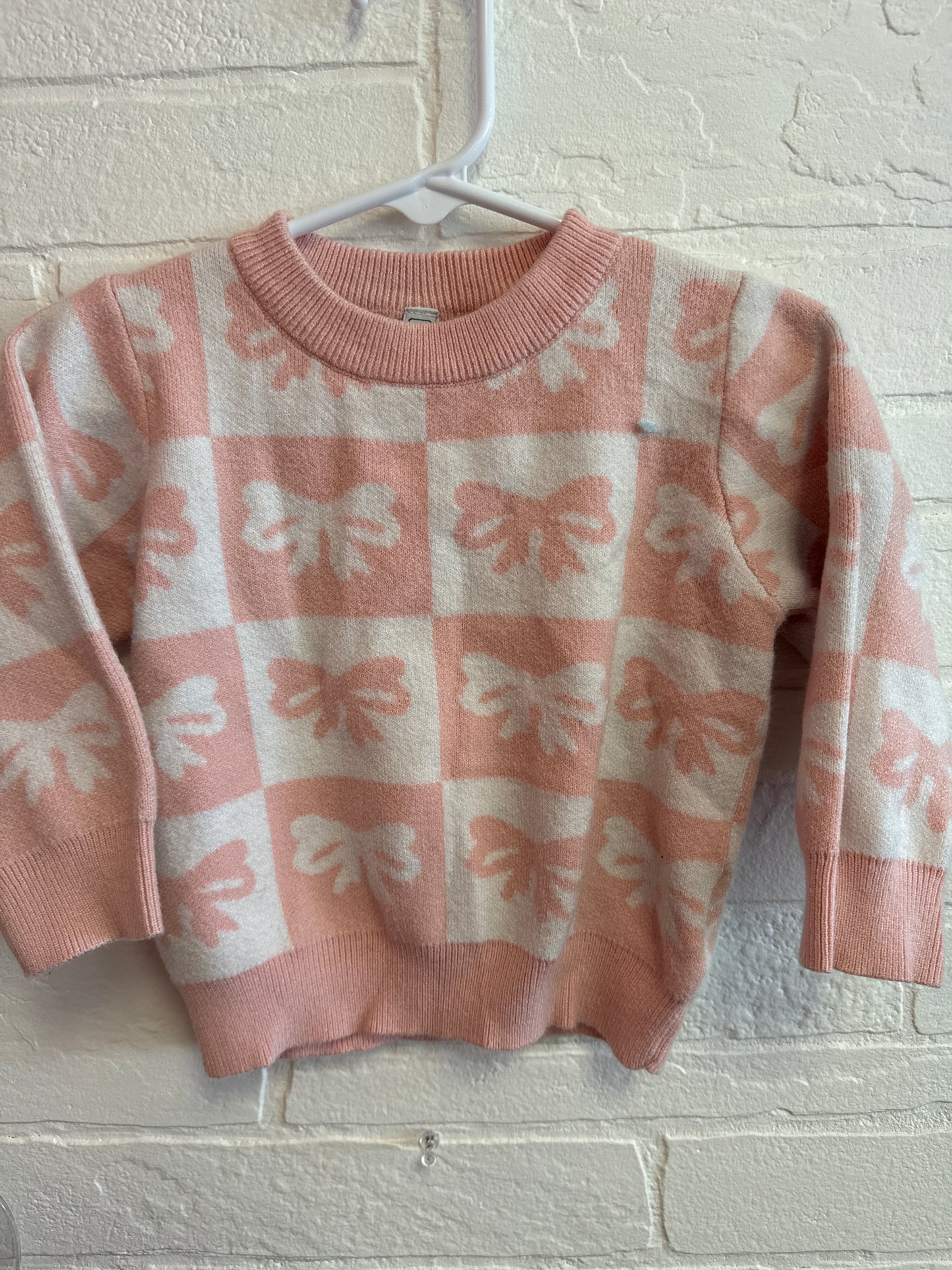 86(18-24m) Pink Checkered Bows Sweater