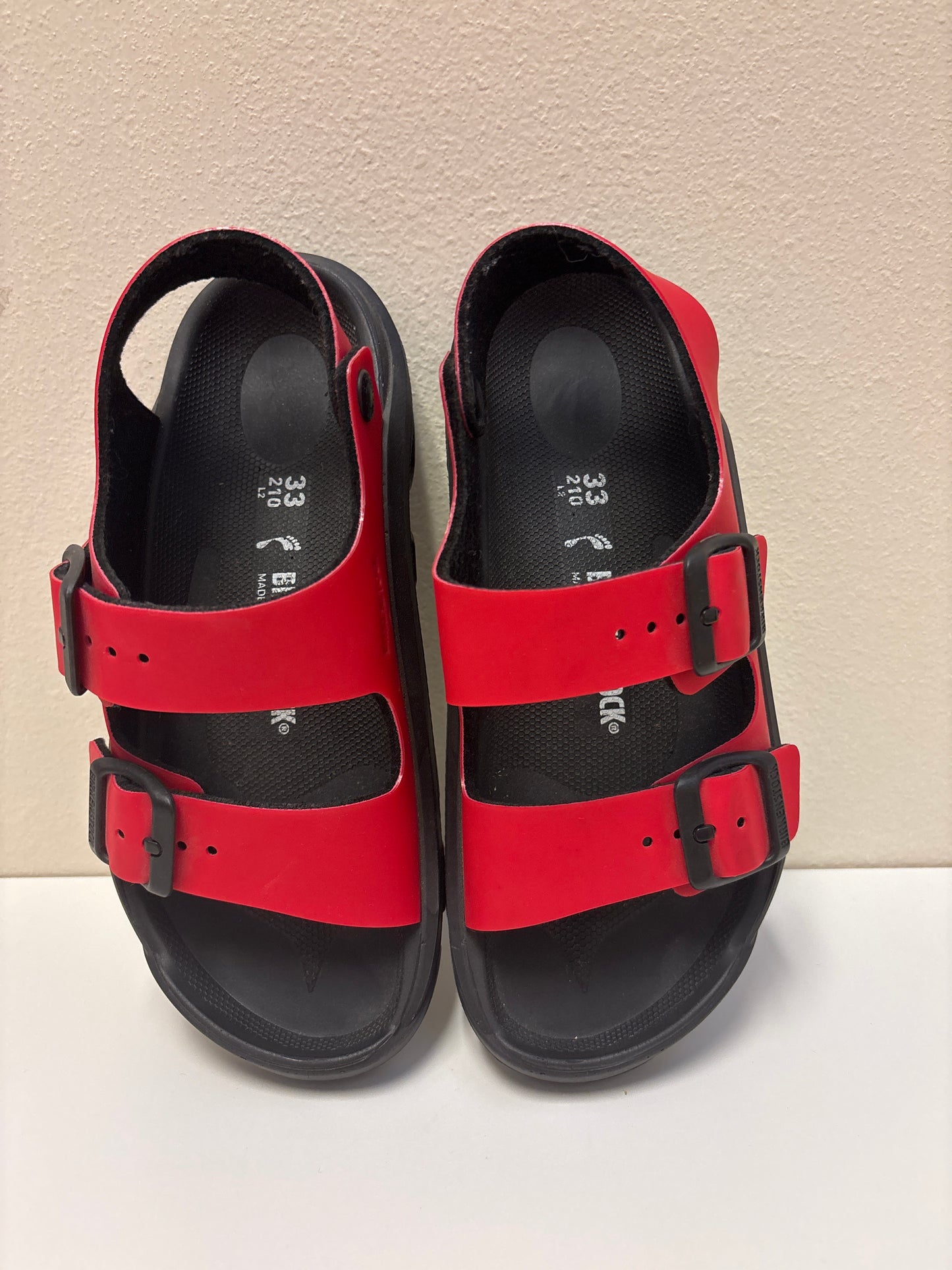 Size 33 (2) Like New Big Kids Birkenstock Red Shoes