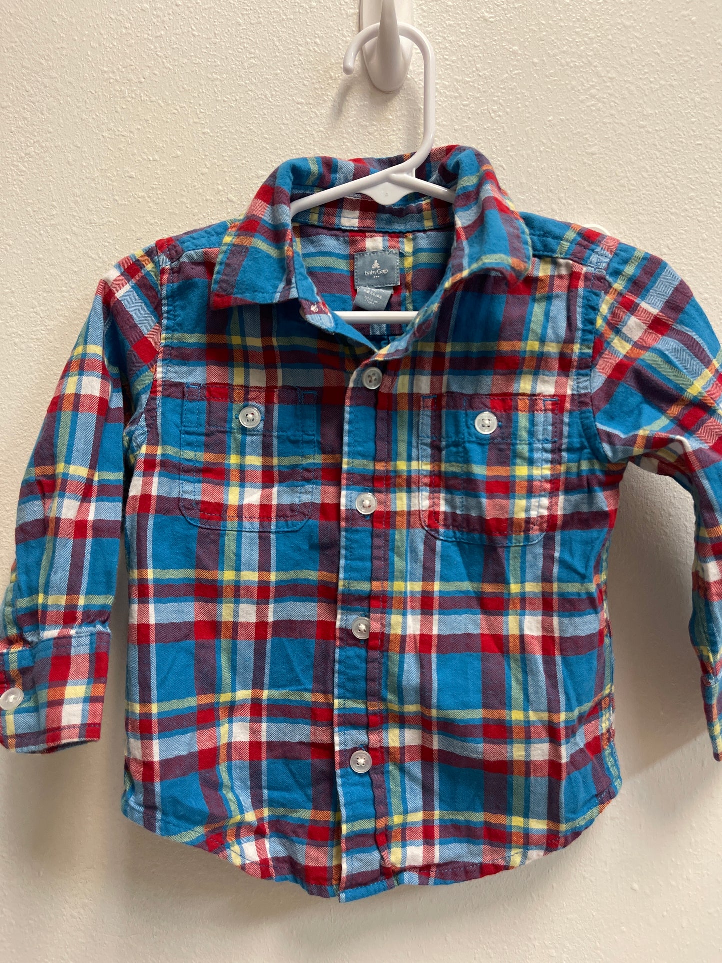 12/18m Baby Gap Blue Red Plaid Button Down