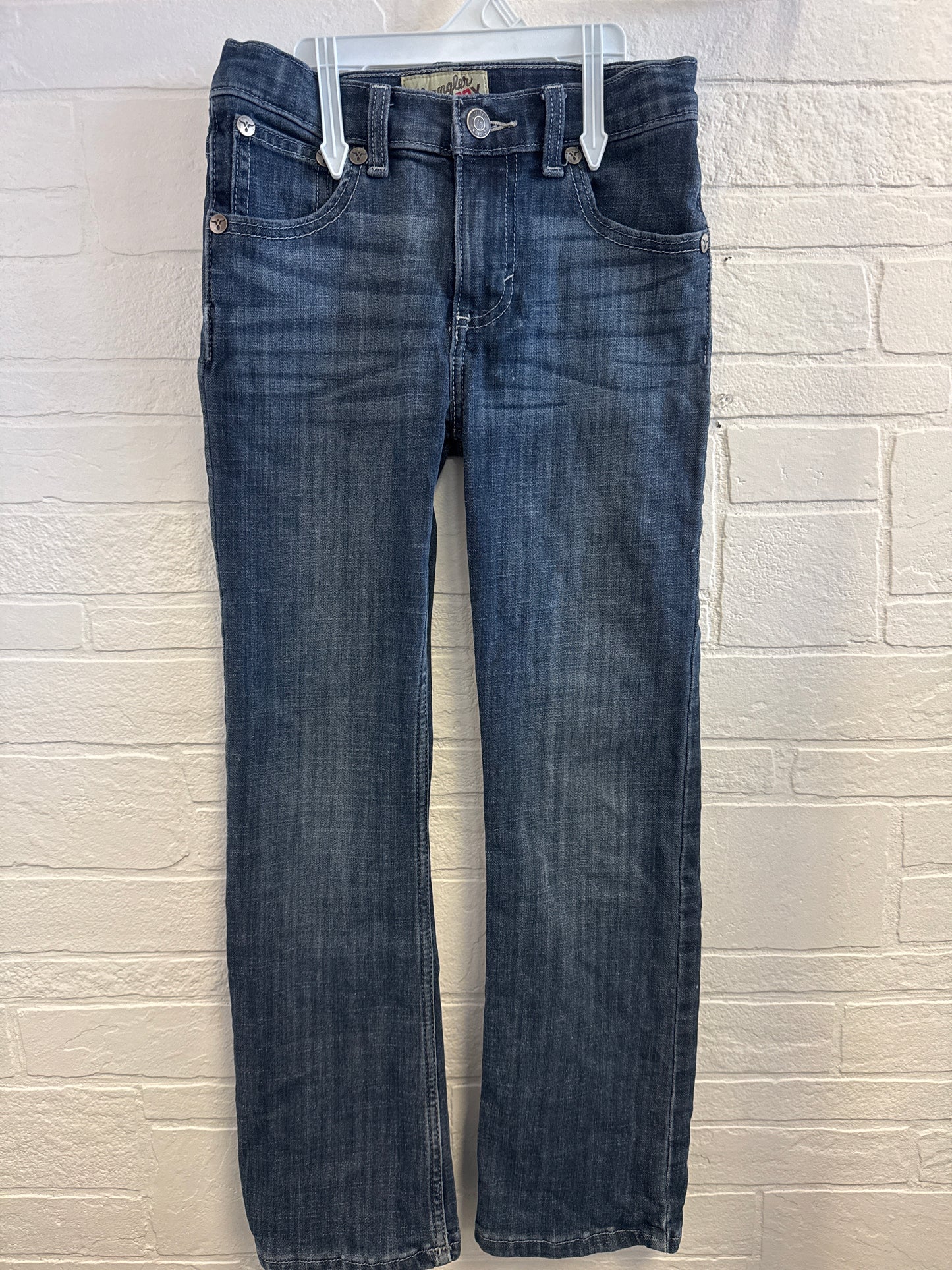 9 Slim Wrangler 20X Dark Wash Embroidered Pocket Jeans