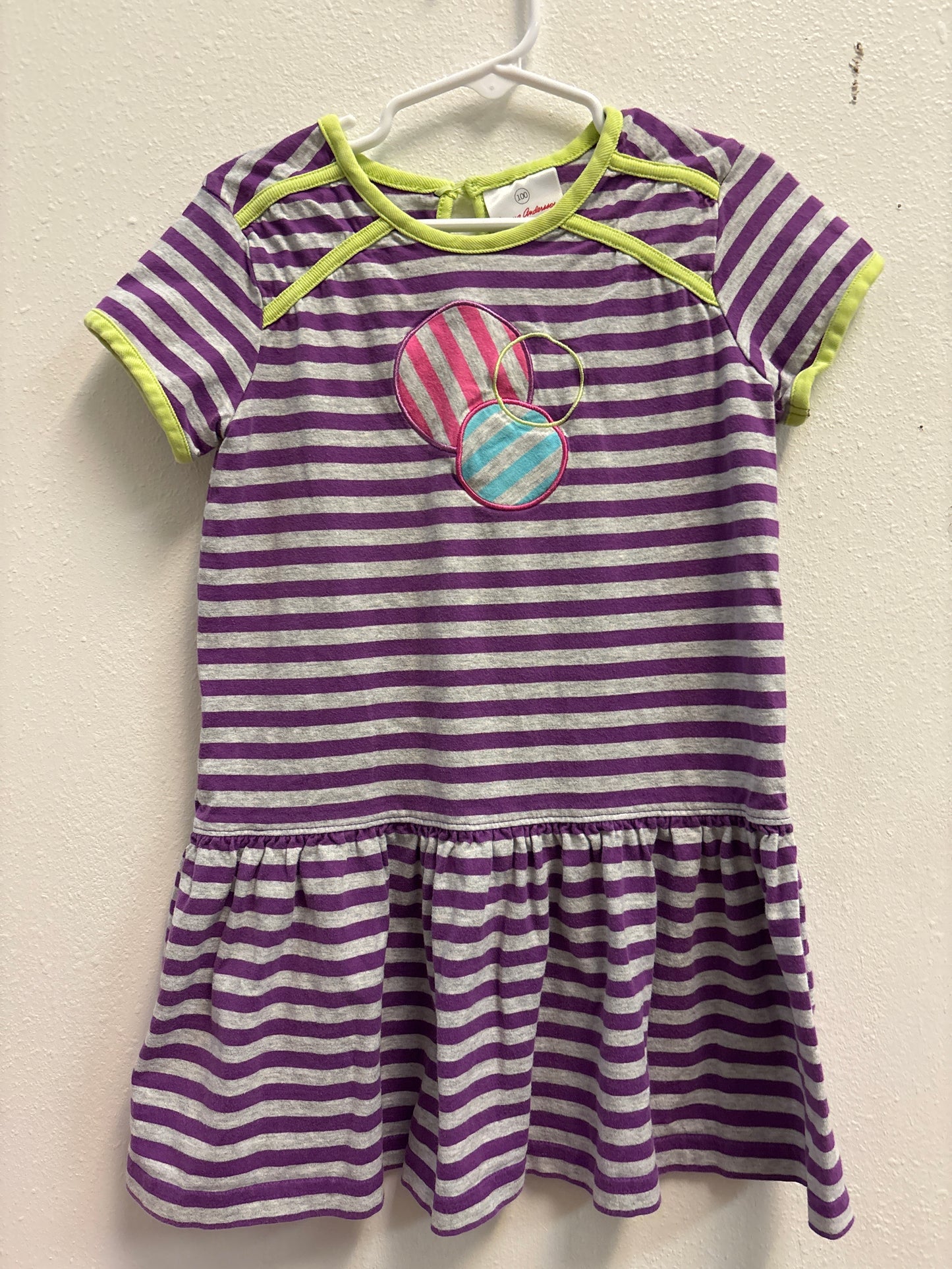 100 (4) Hanna Andersson Purple Stripe Dress
