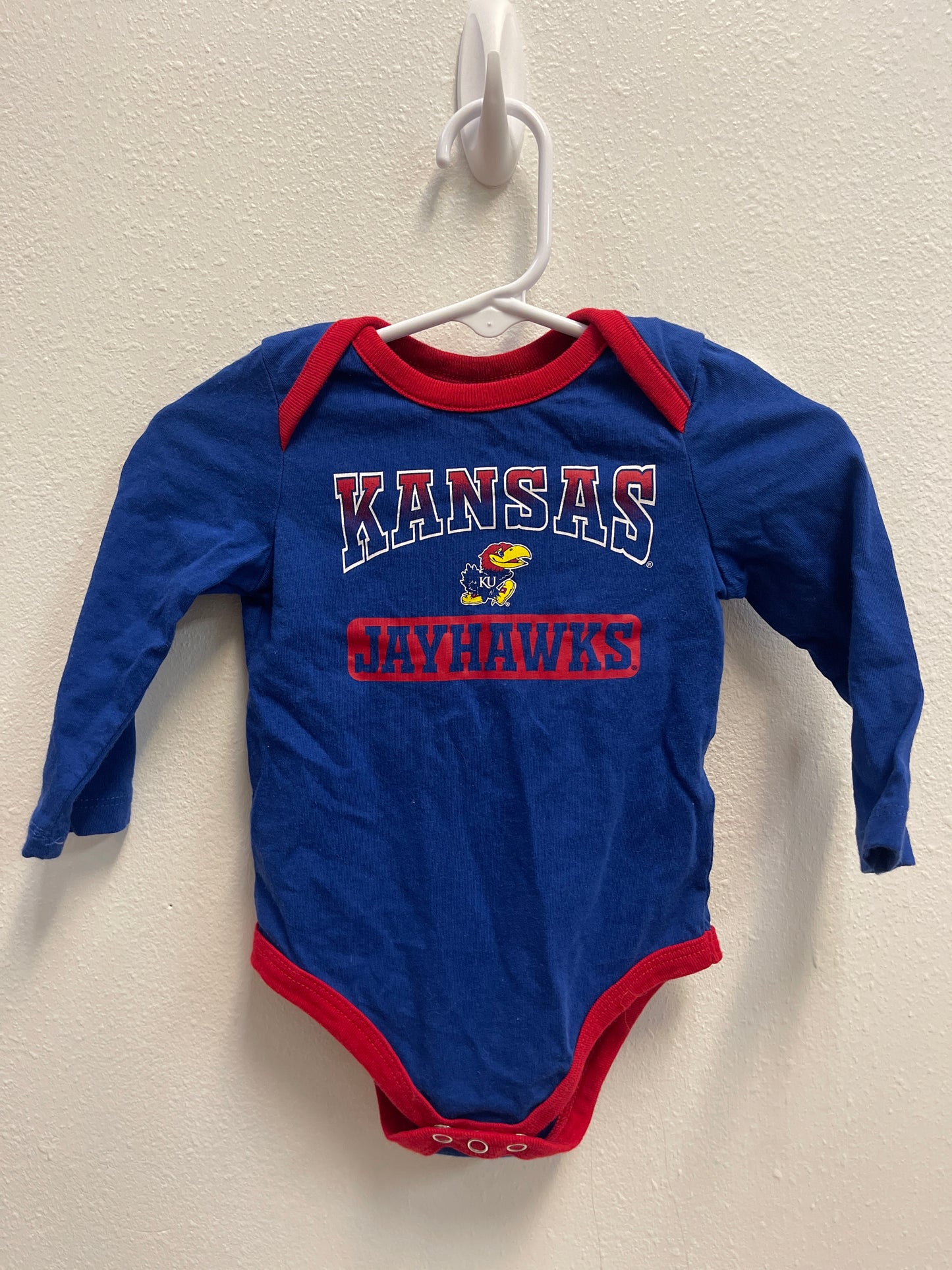 3/6m KU Blue Long Sleeve Onesie