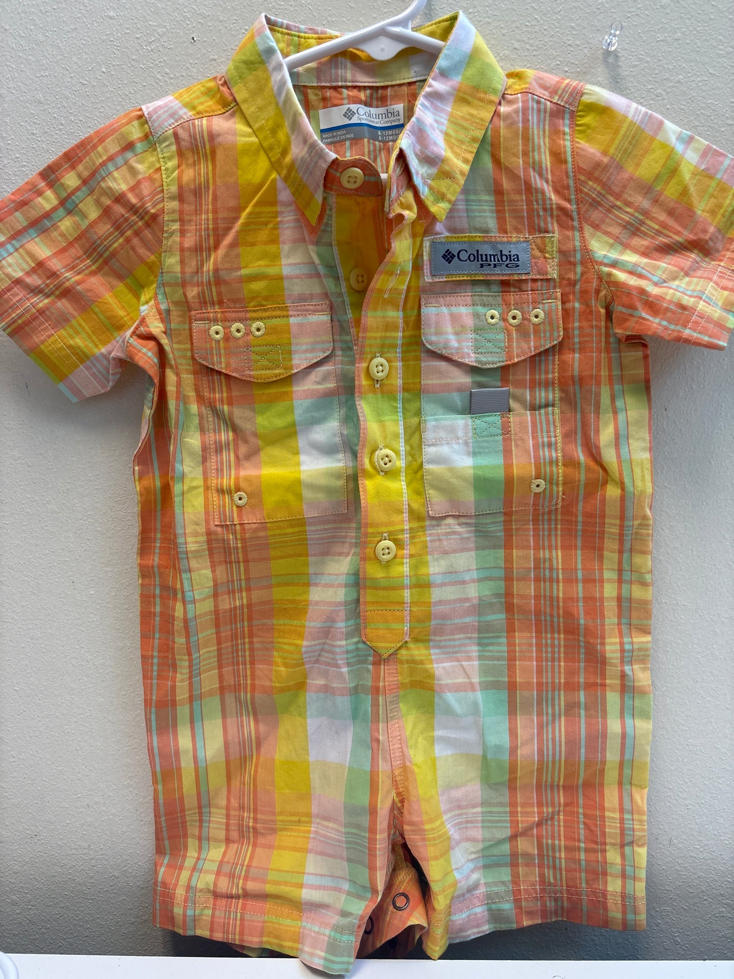 6-12m Columbia Plaid Romper