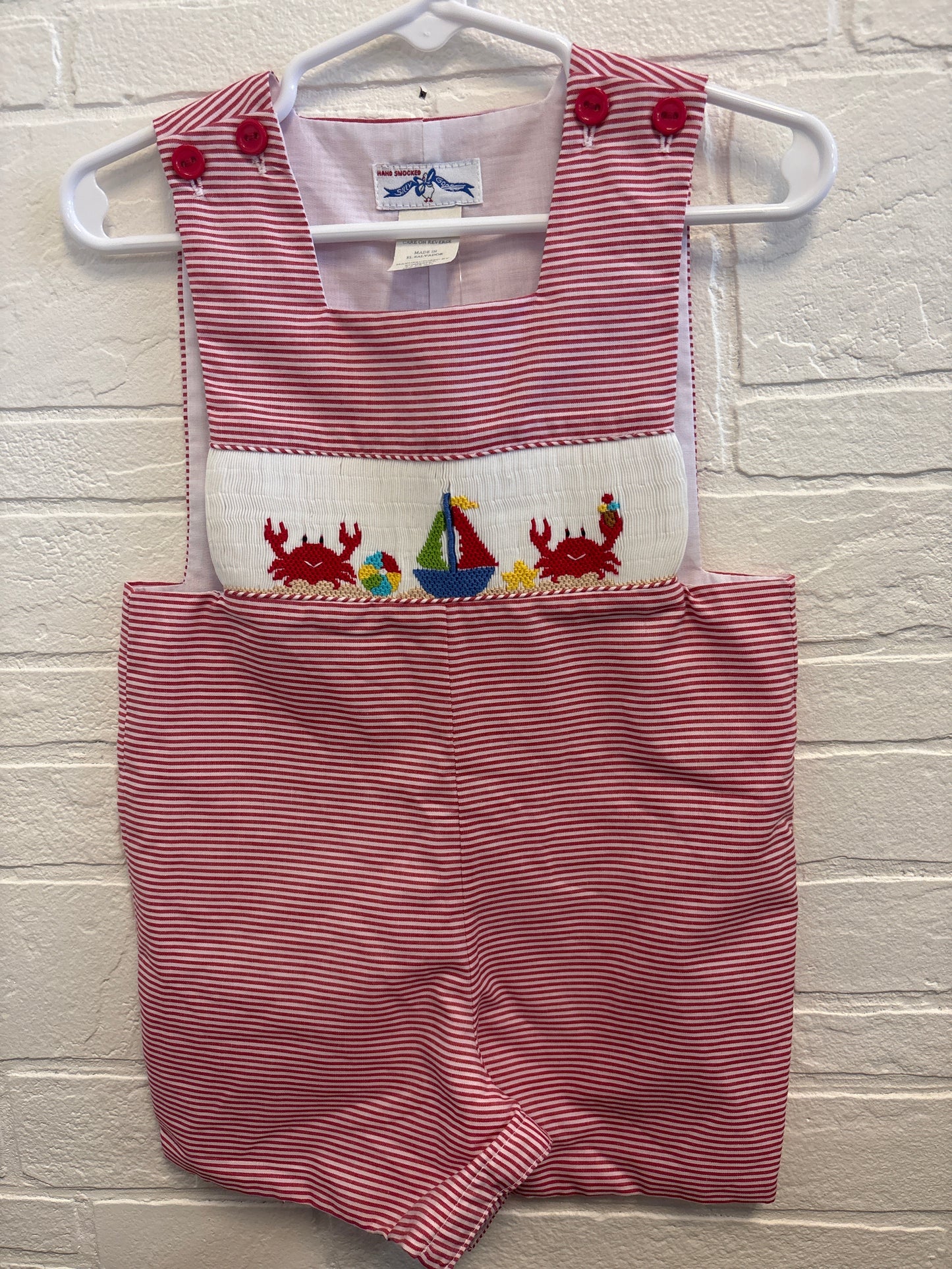 12m New Silly Goose Brand Smocked Crab Shortall