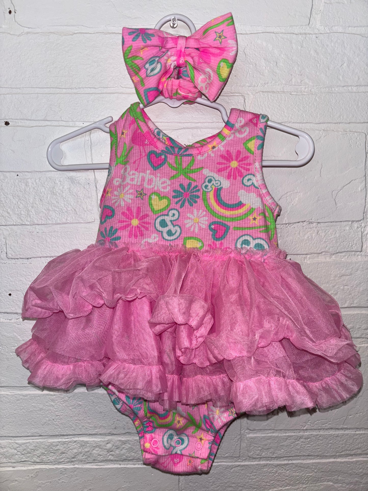 12m Barbie Pink Tutu Romper w/ Bow