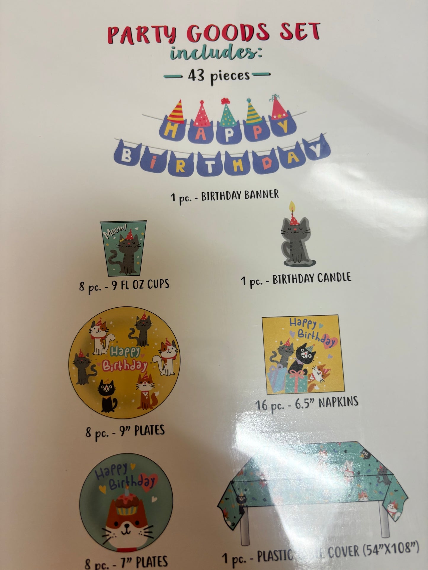 New 43 Piece Party in a Box - Cats