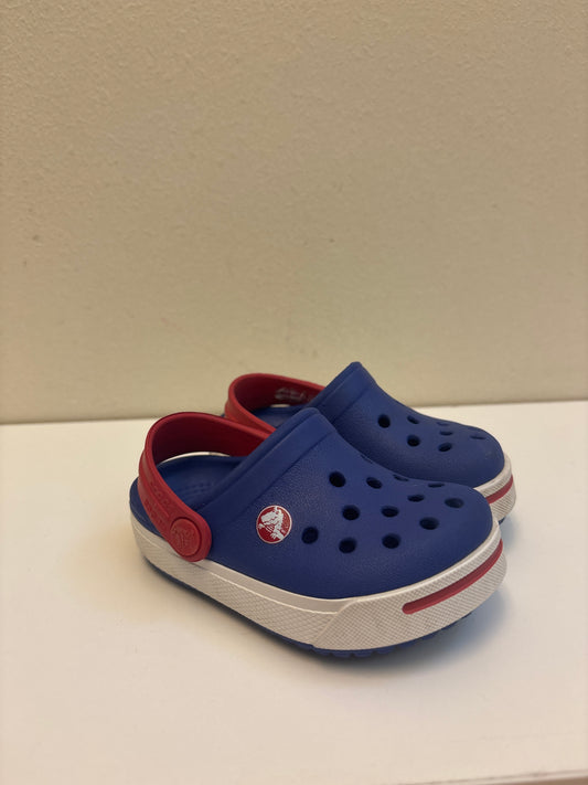 Size 4-5 Toddler Red Blue Crocs