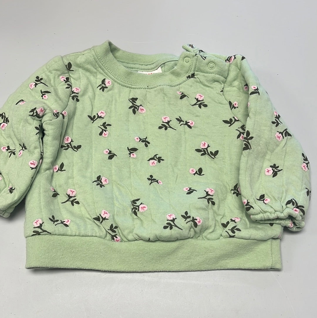6-9m Green Pink Flowers Sweatshirt