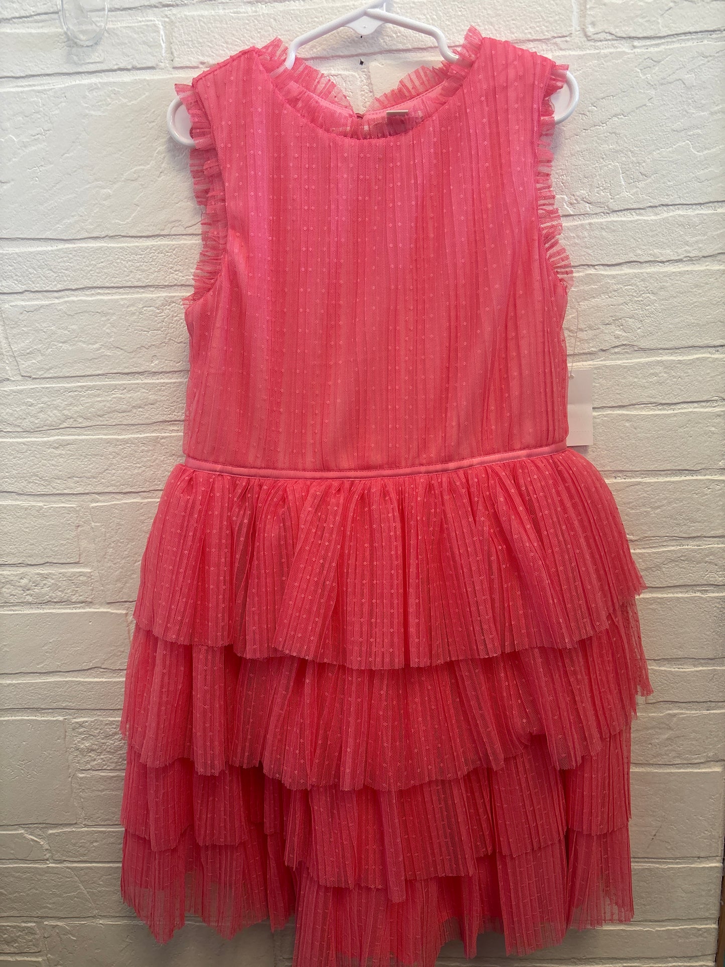 6-7 New Bright Pink Pleated Tulle Dress