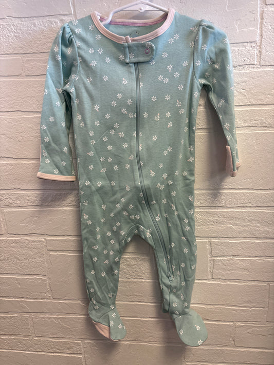 6-9m New Light Green + Flowers Pajama Sleeper