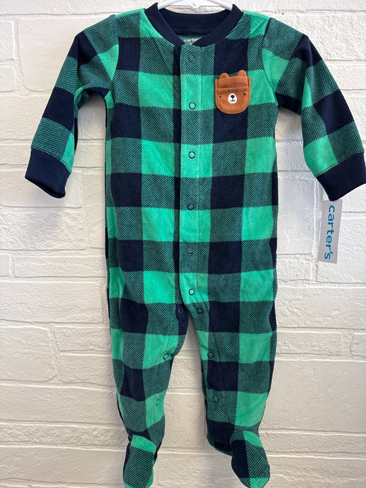 9m NEW Carters Green Plaid Fleece Sleeper