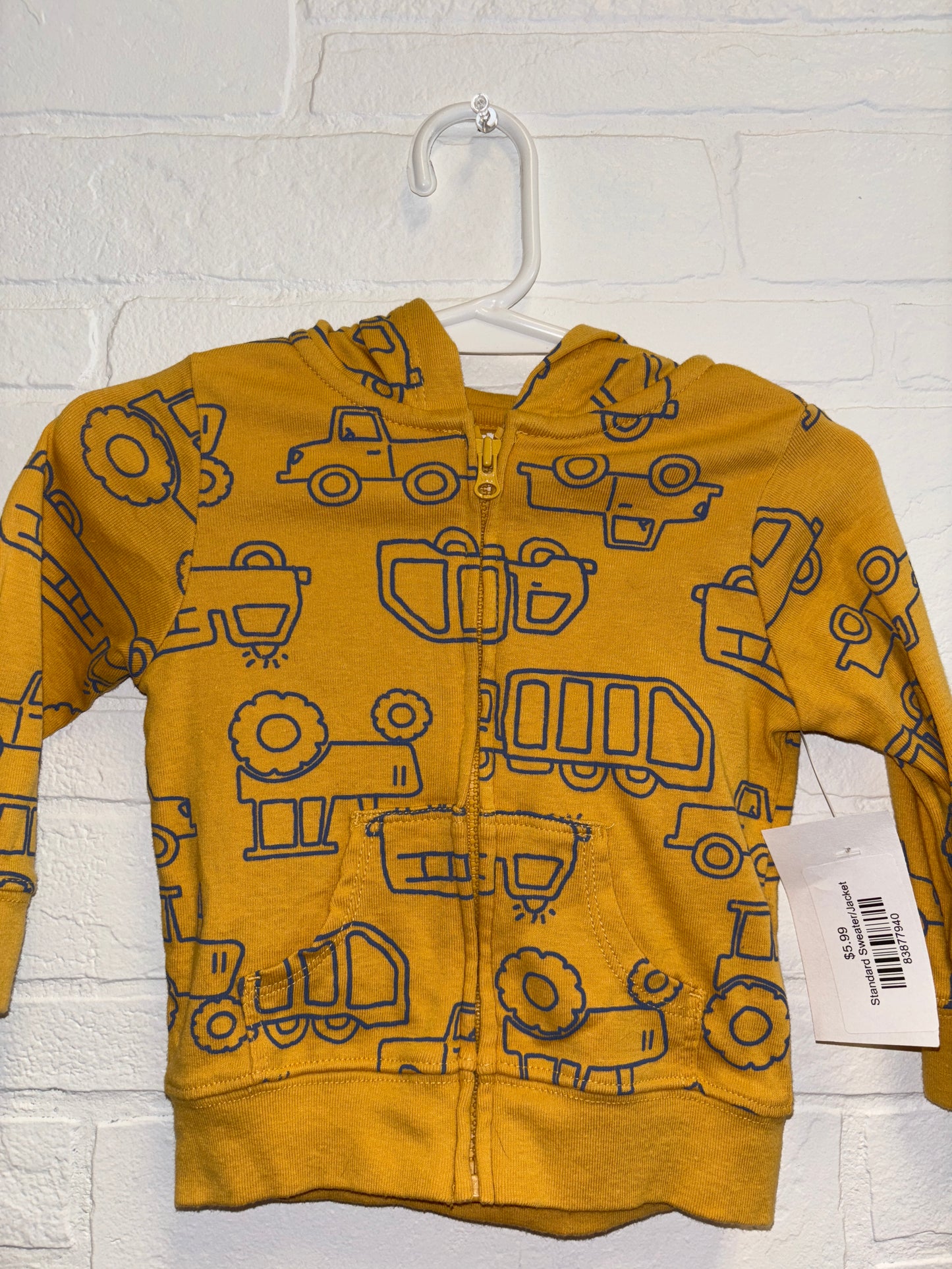 6-9m Yellow Car Zip-up Jacket