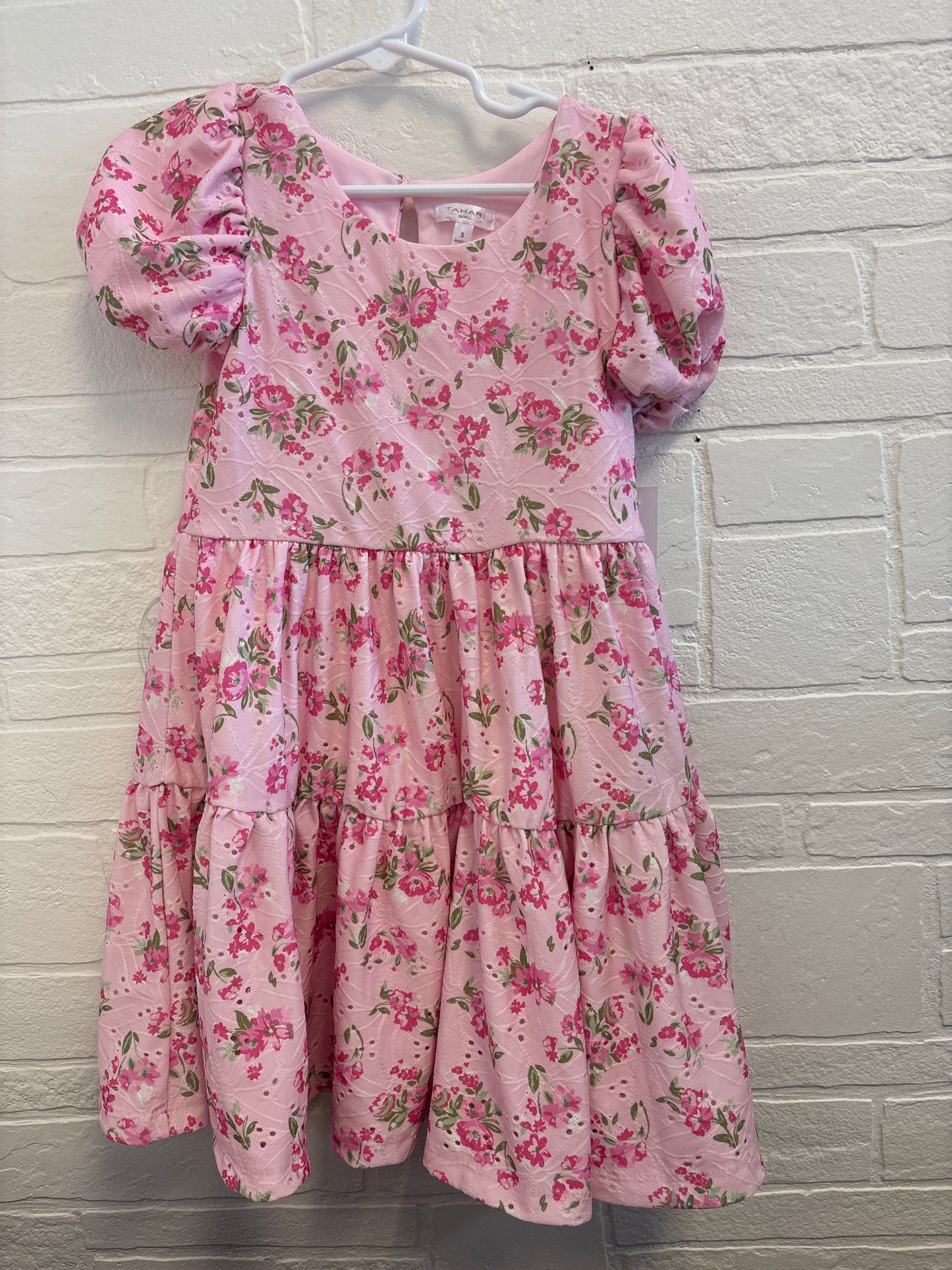 5 New Pink Floral Tiered Dress