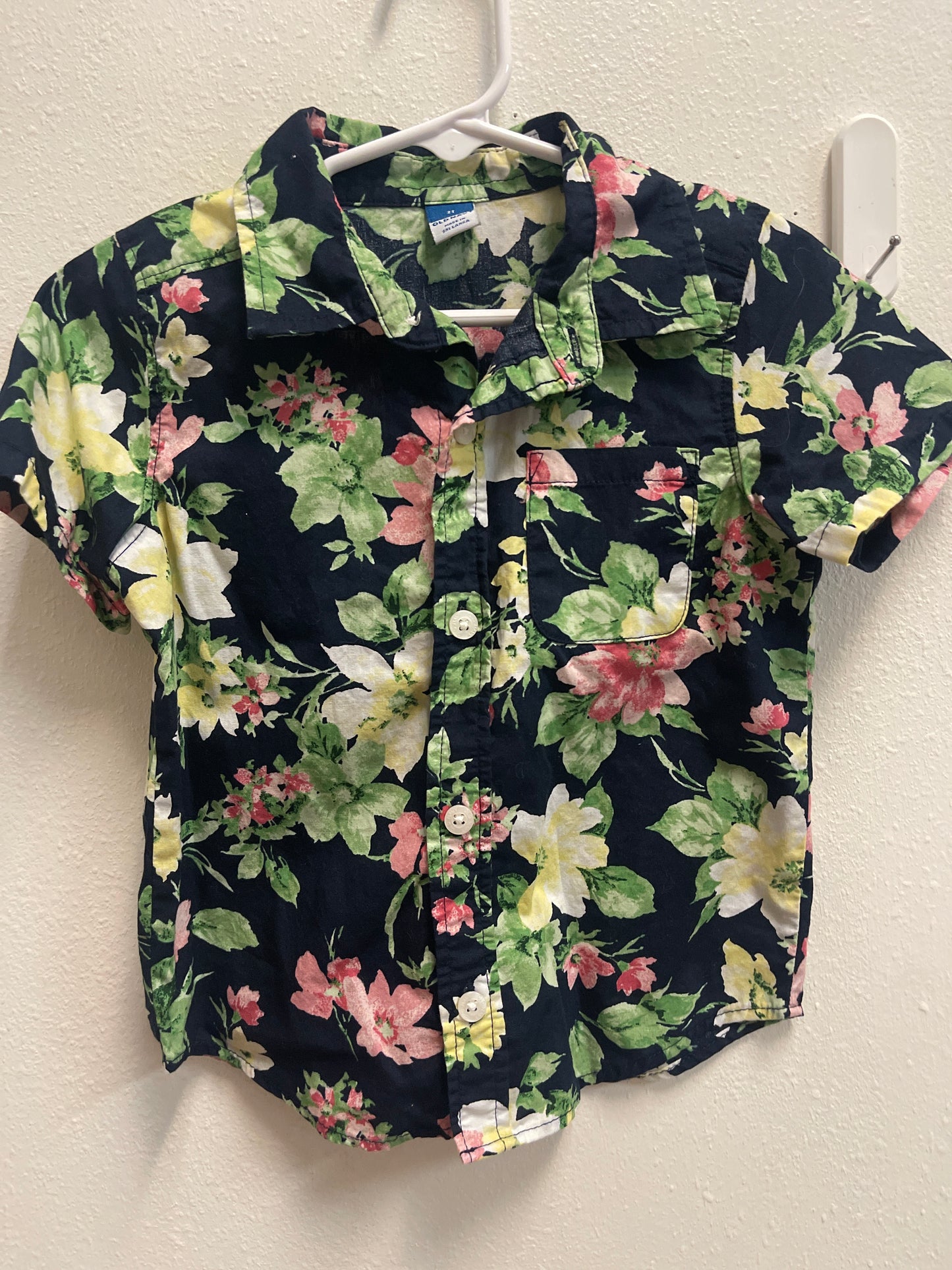 2t Old Navy Floral Navy Button Down