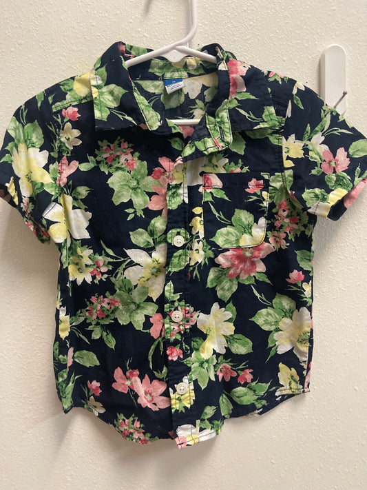 2t Old Navy Floral Navy Button Down