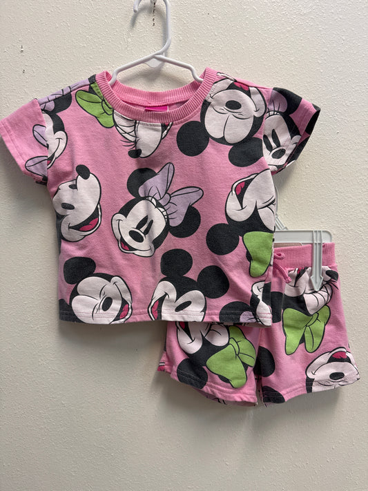 2t Pink Minnie Mouse Sweat Short Set