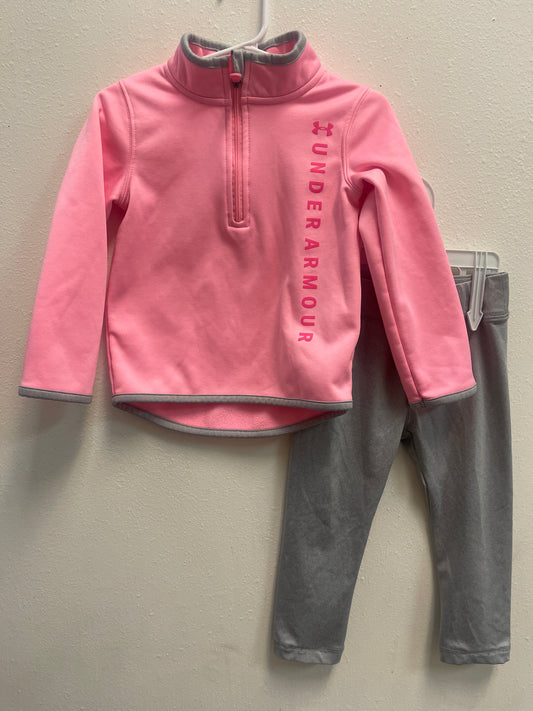 2t Under Armour Pink Gray 1/2 Zip Set
