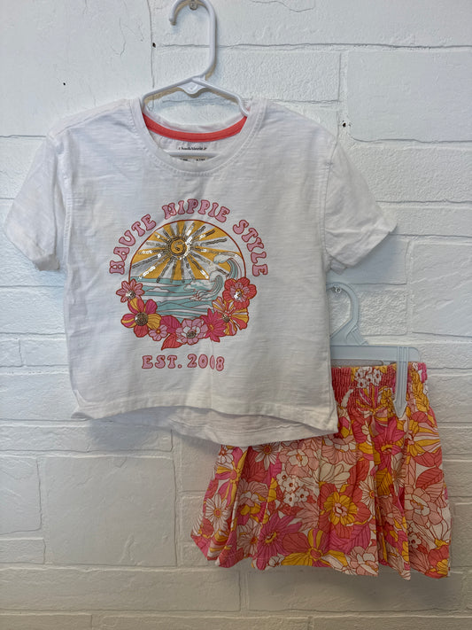 4 Haute Hippie Pink Floral Skort Set