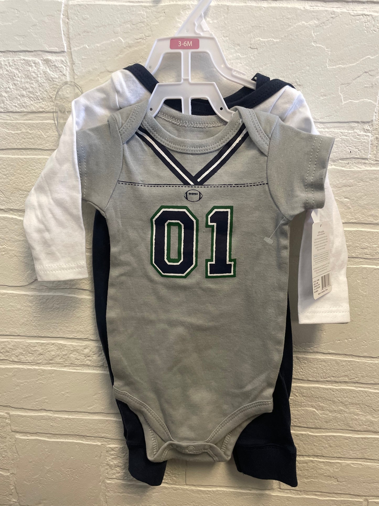 3/6m NWT Football Onesie Set