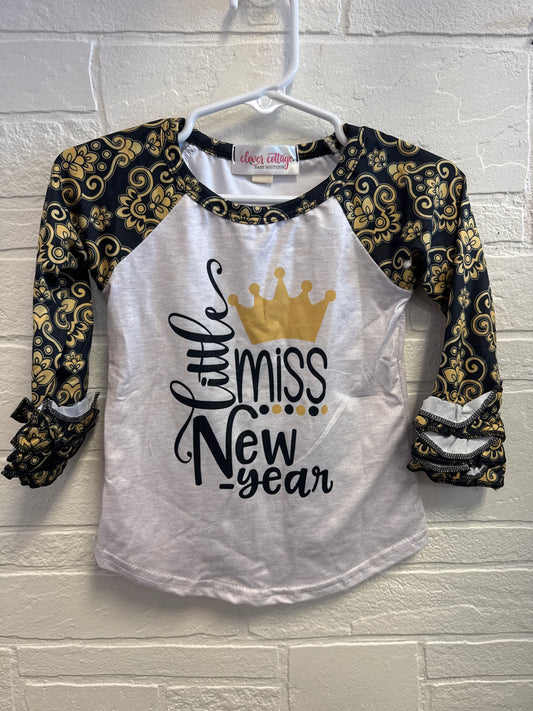 12-18m Clover Cottage Little Miss New Year Ruffle Shirt