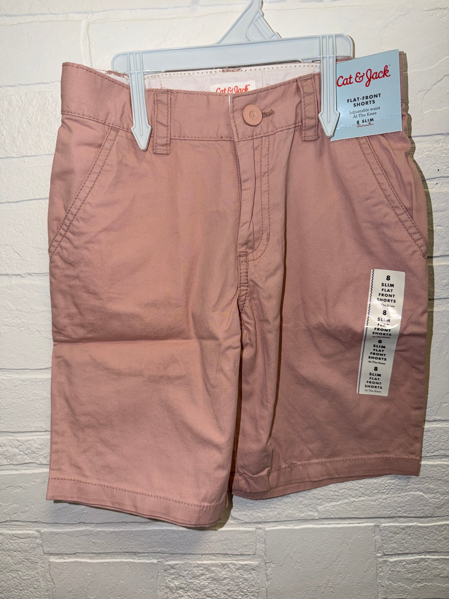 8 Slim NEW Flat Front Shorts Pink
