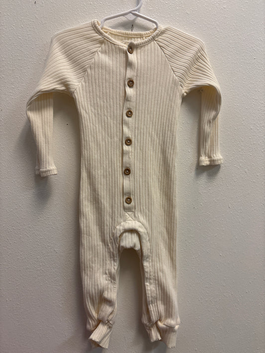 18m Grayson Mini Cream Button Romper