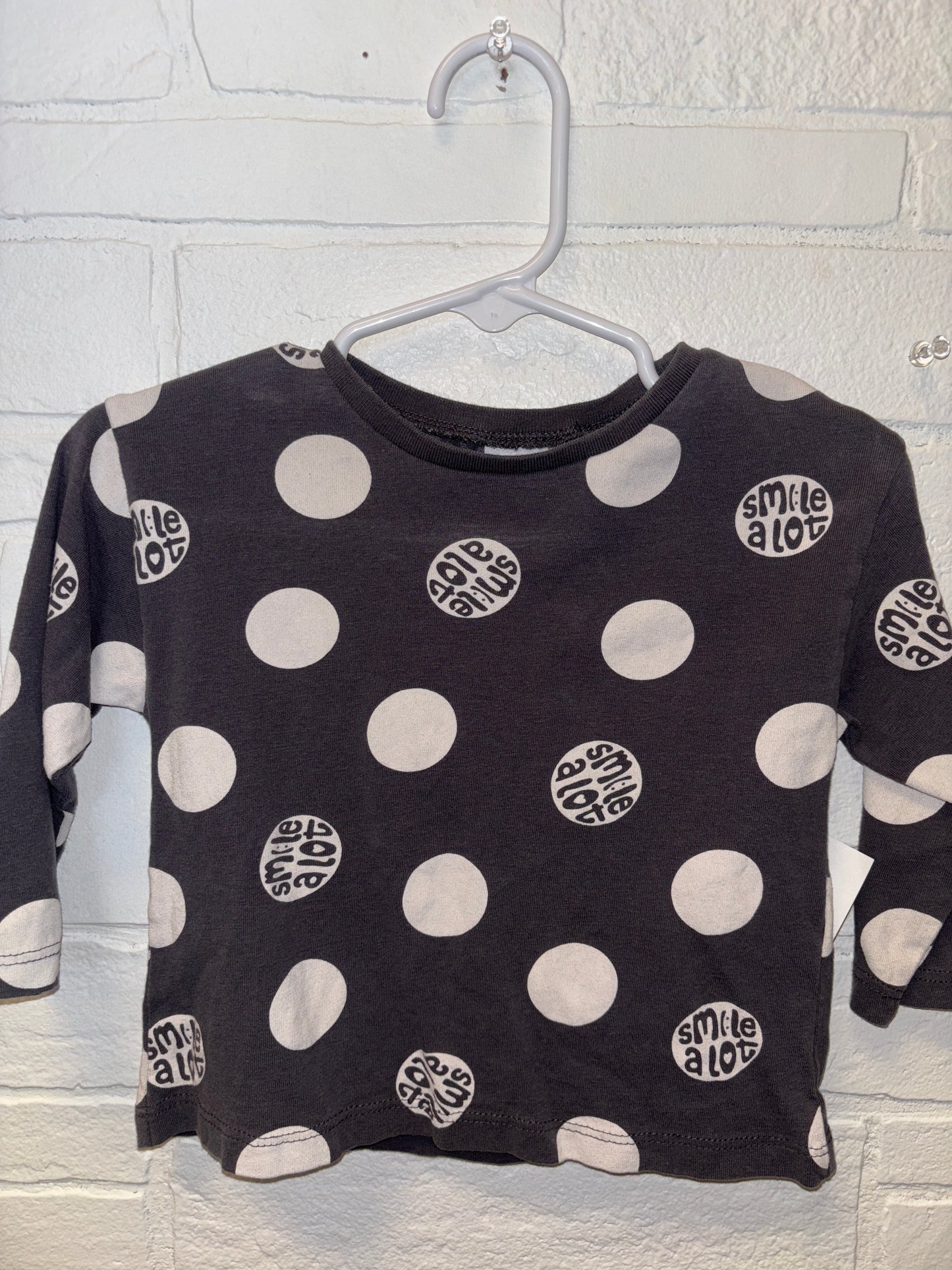 6-9m Gray “Smile A lot” Pocka Dot Long Sleeve