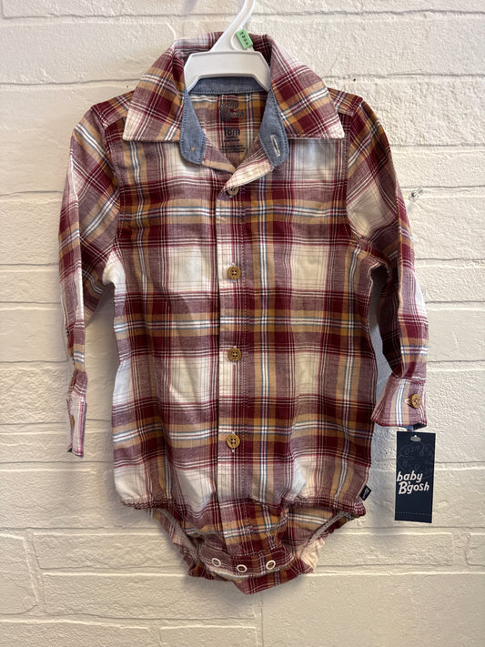 18m NEW Baby B’gosh Red Button Up Flannel Romper