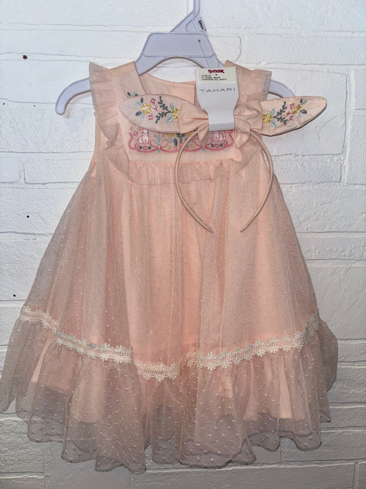 24m NEW Tahari Pink Dress with Headband