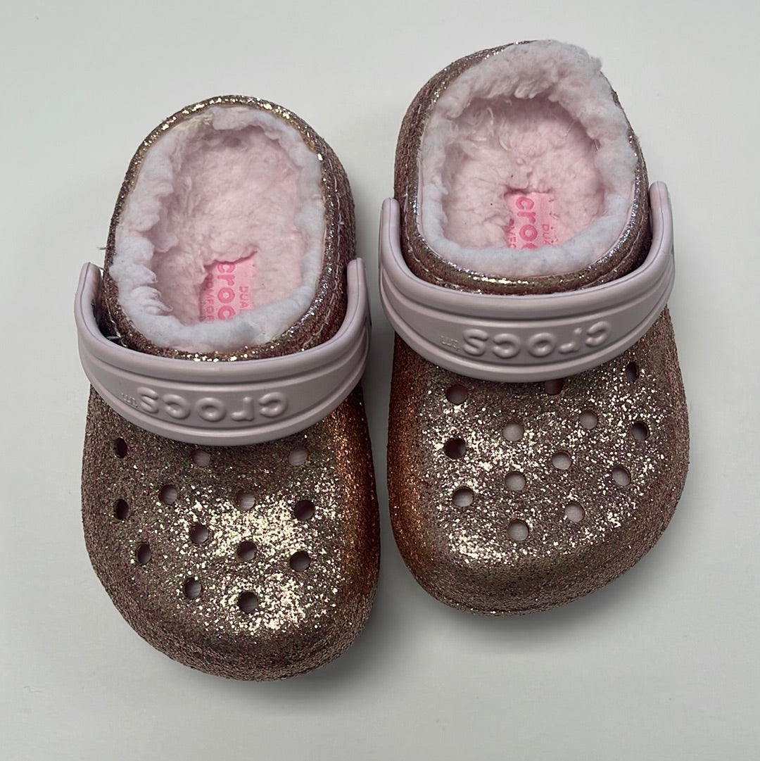 6 Pink Glitter Fur Lined Croc Dandelions Children's Resale