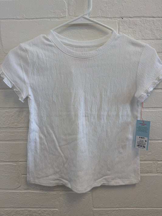 S(6-7) NEW White Ruffle Sleeve Tee