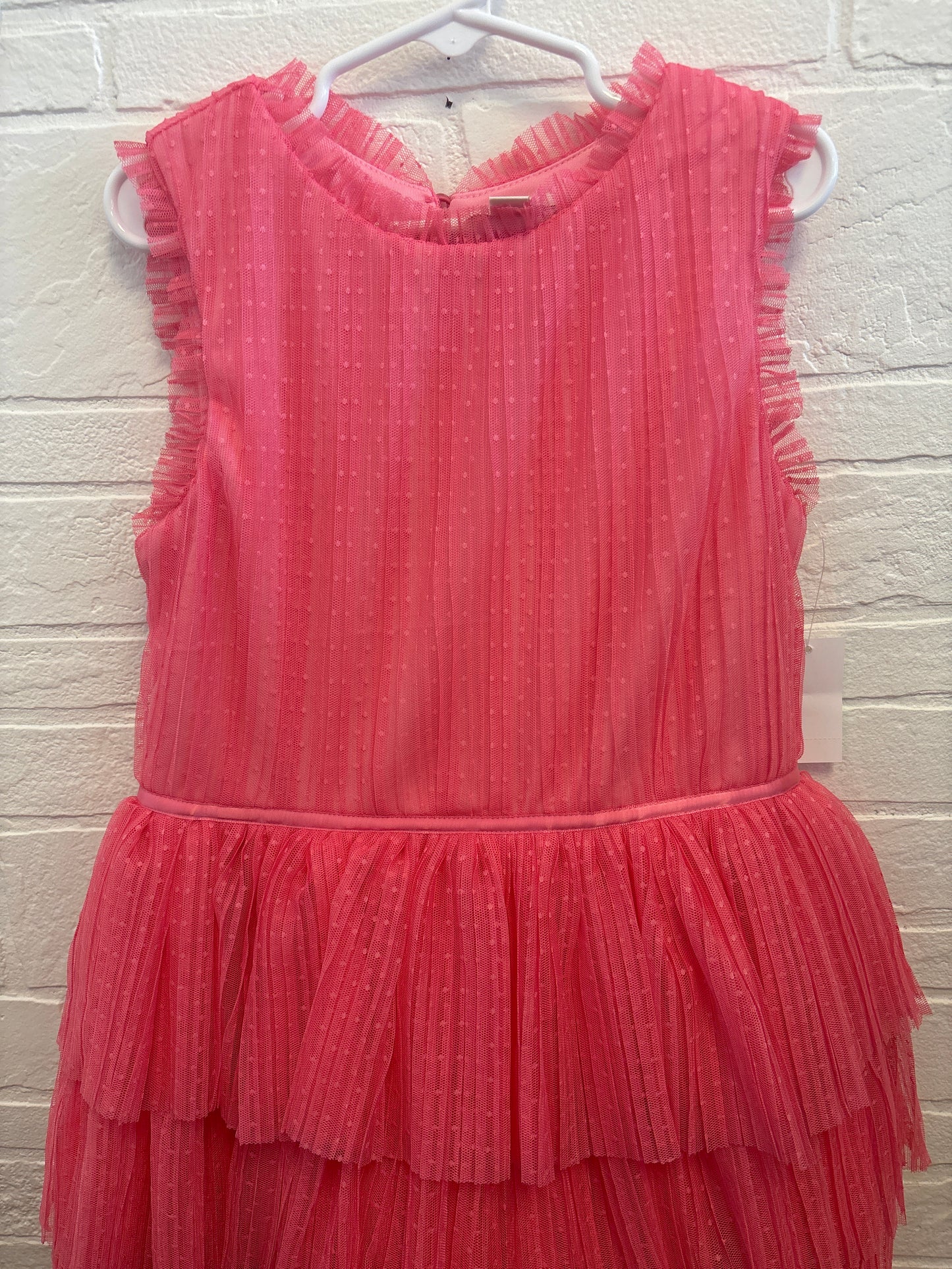 6-7 New Bright Pink Pleated Tulle Dress