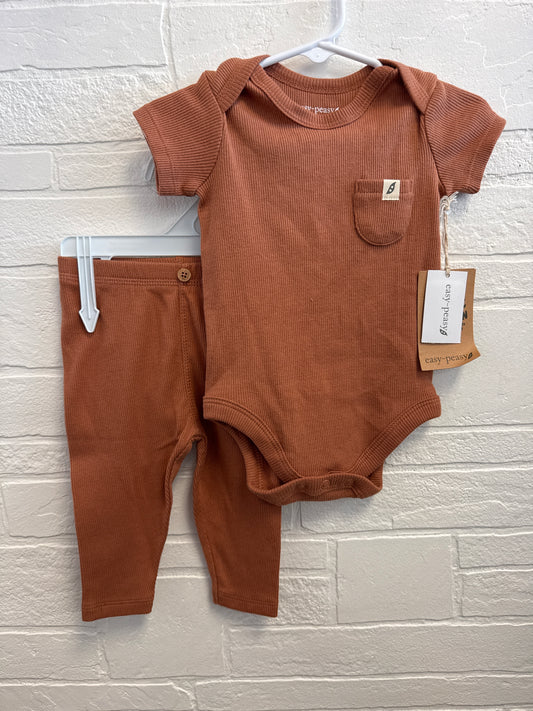 3-6m NEW Easy Peasy Rust Onesie+Pants Set