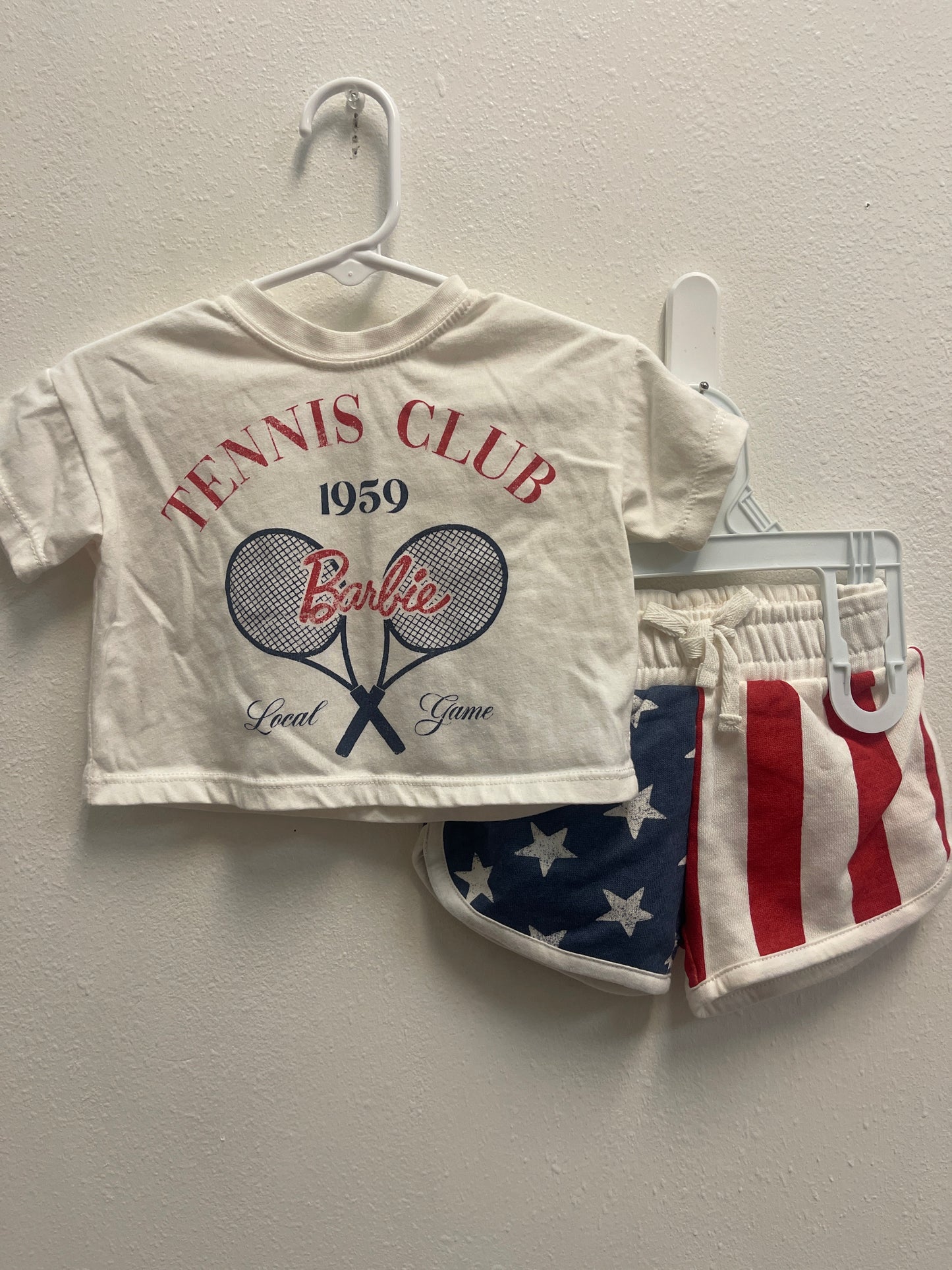 12m NEW Barbie + Flag Crop Set