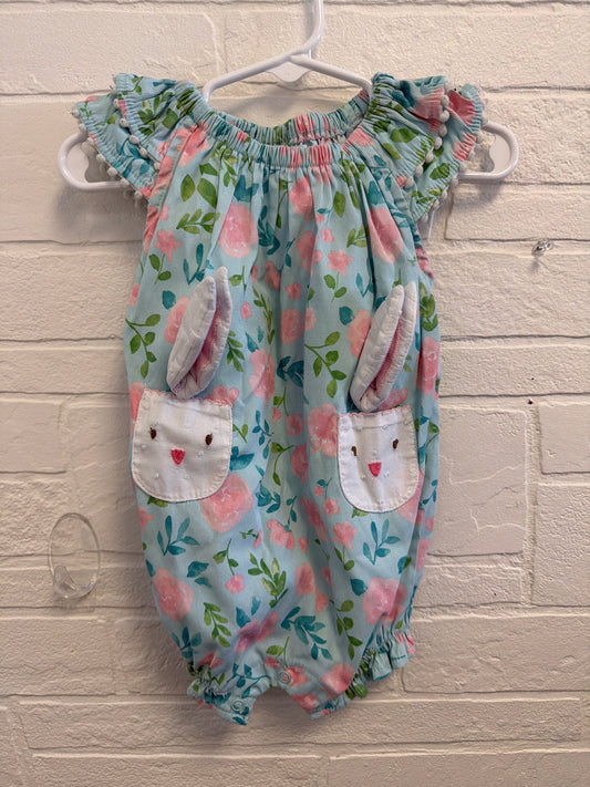 9-12m Mudpie Floral Bunny Pockets Romper