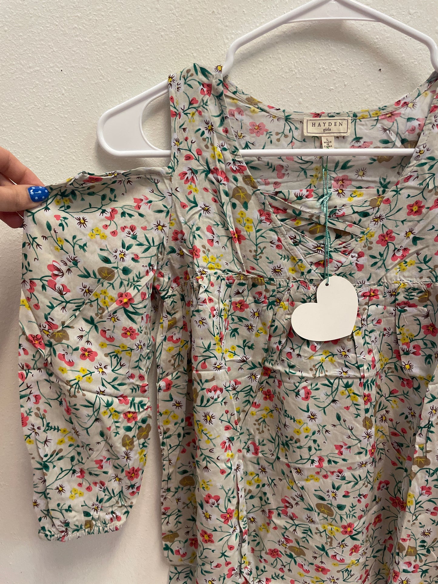L (11/12) NEW Hayden Girls floral Cold Shoulder