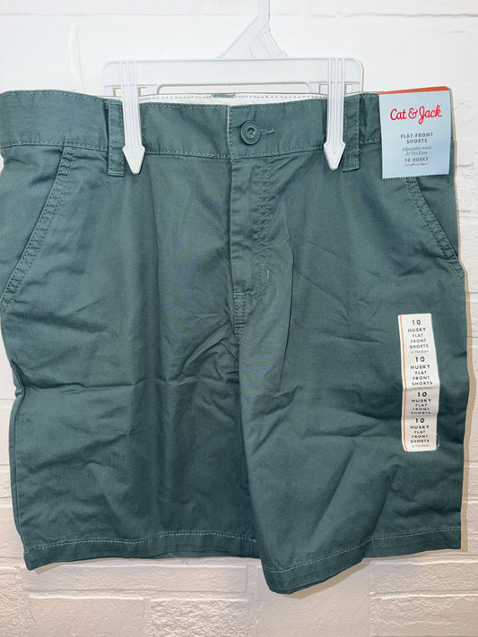 10 Husky NEW Flat Front Shorts Olive Green