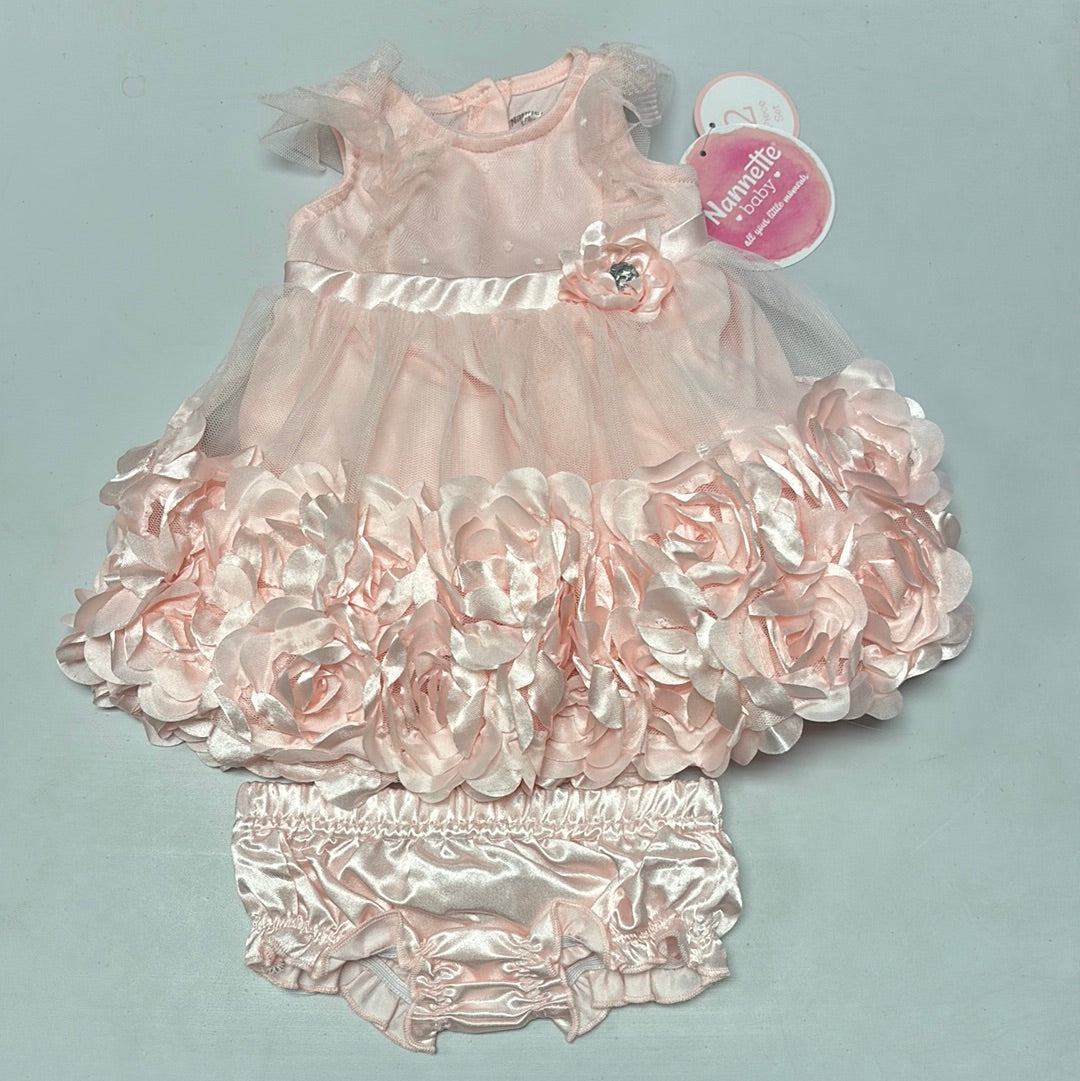 0-3m New Blush Rosette Dress