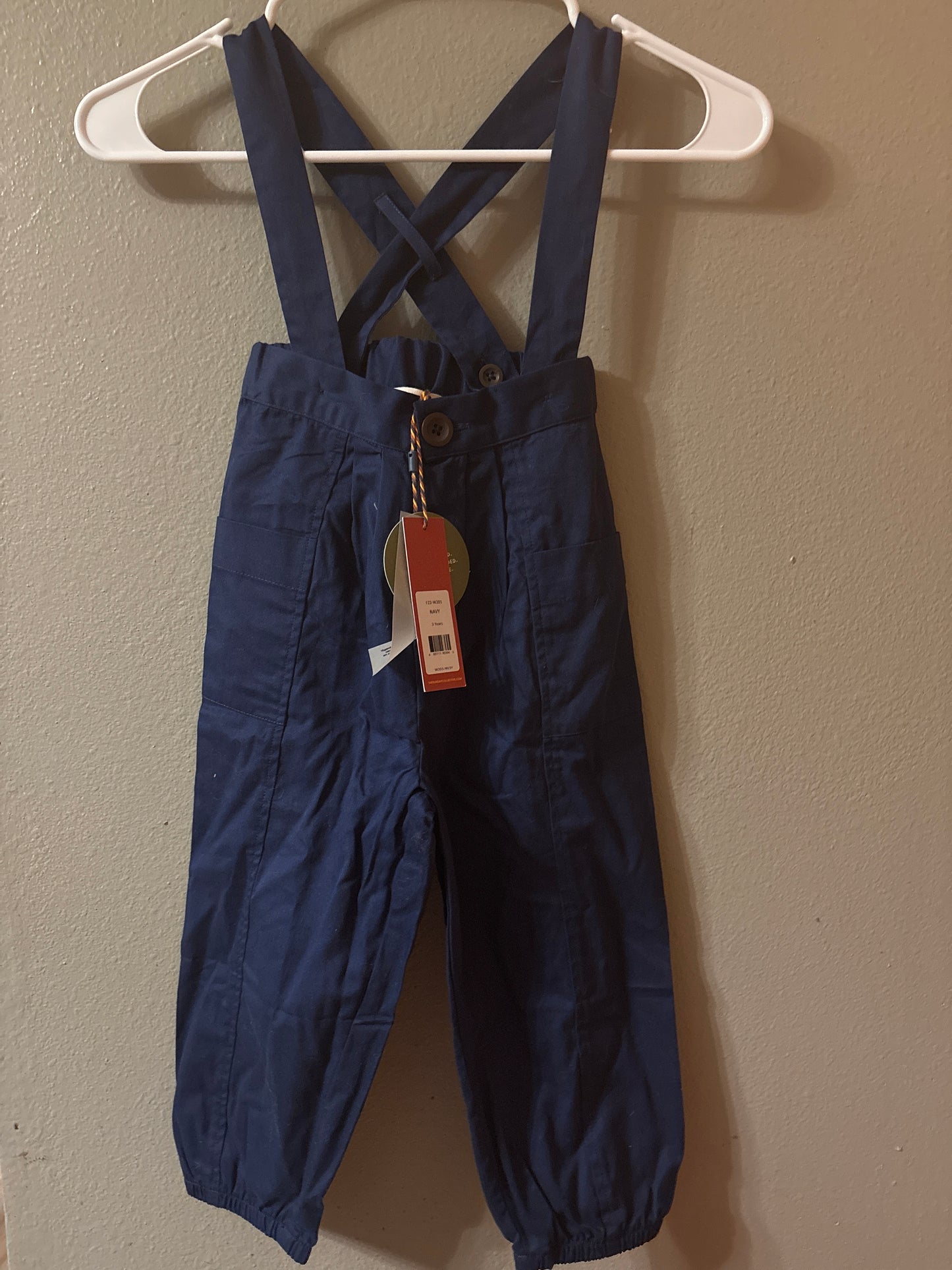 6-7 New The Sunday Collective Navy Overall Pants (Removable Straps)