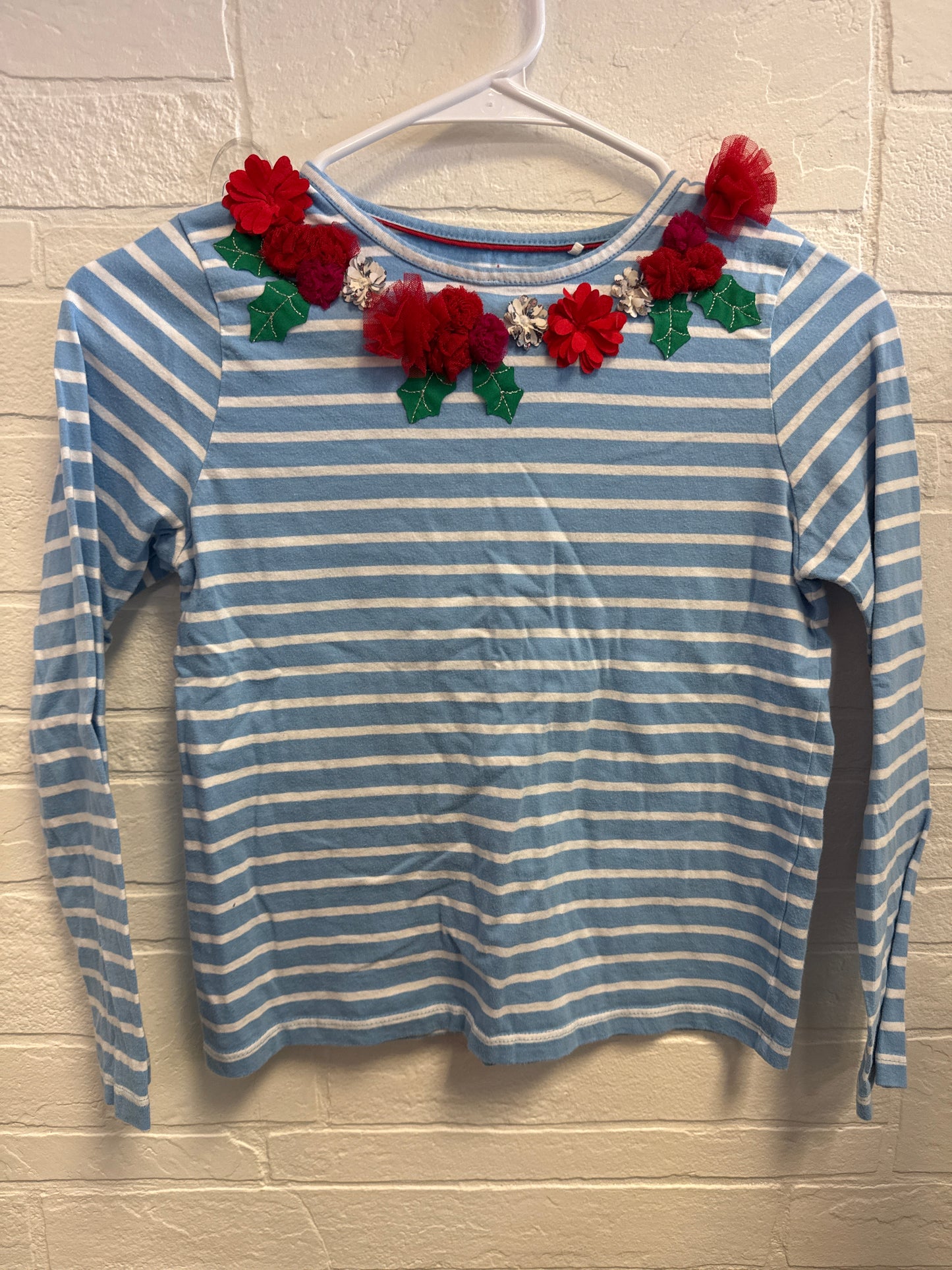 9-10 Boden Blue Stripe/Floral Long Sleeve