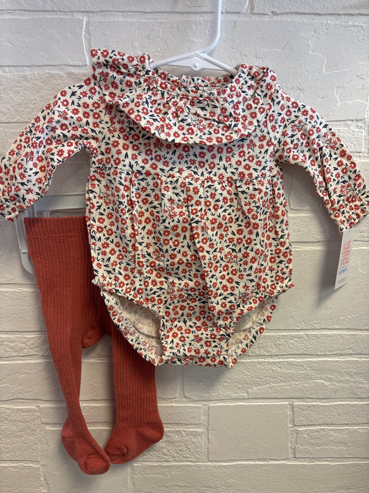 3m New Rust Floral Romper + Tights