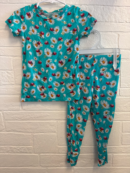 2t Posh Peanut Bamboo Ladybug + Flower Pajama Set