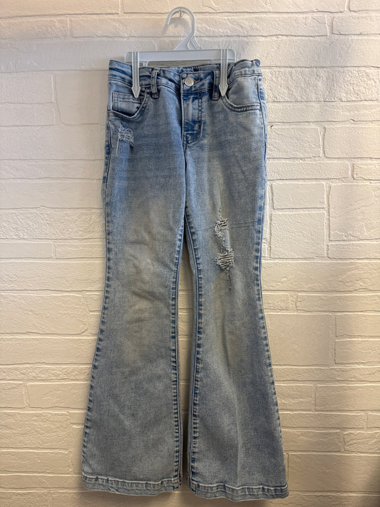 10 Light Wash Distressed Flare Jeans