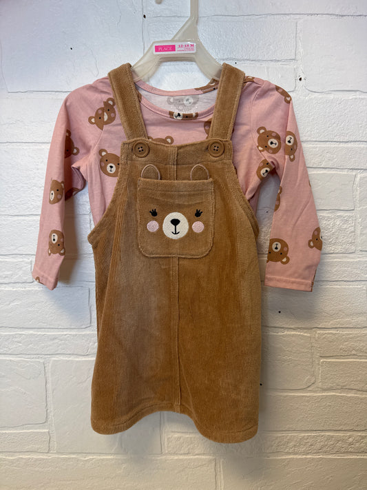 12-18m NWT Brown Corduroy Bear Dress Set