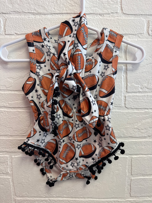 70(6-9m) Football PomPom Romper + Headband