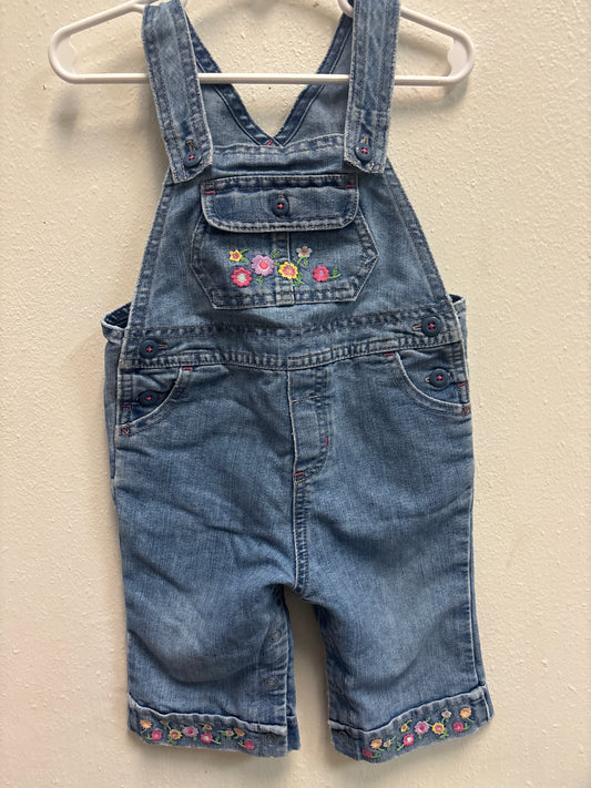 18-24m Floral Denim Overalls