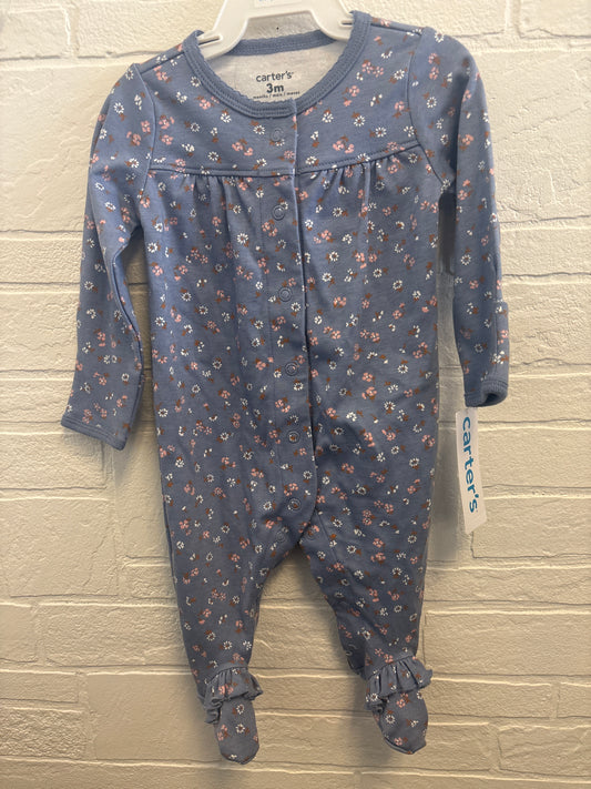 3m New Blue w Flowers Pajama Sleeper