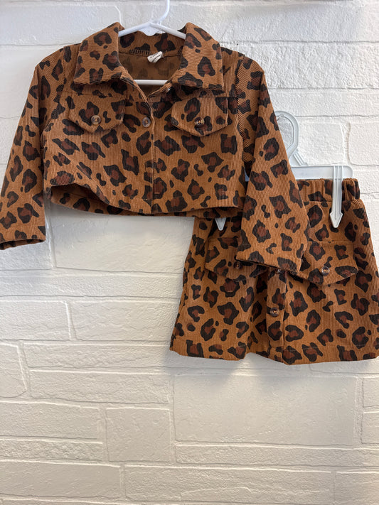 9/12m SHEIN Leopard Jacket & Skirt Set