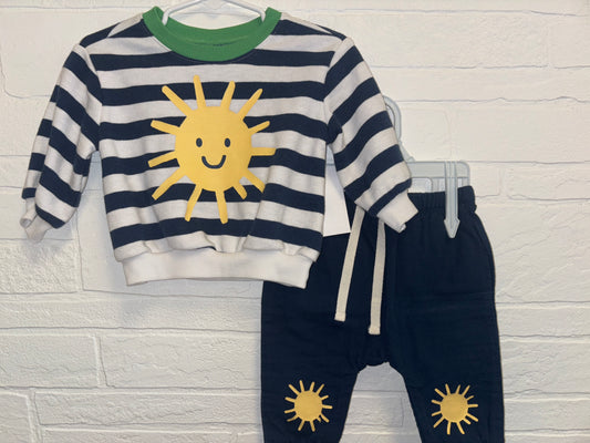 3-6m Blue Striped Sunny Long Sleeve Set
