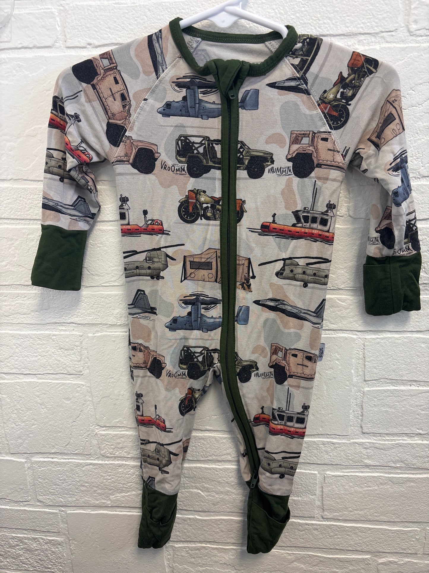 0-3m Jeep Military Print Bamboo Pajamas